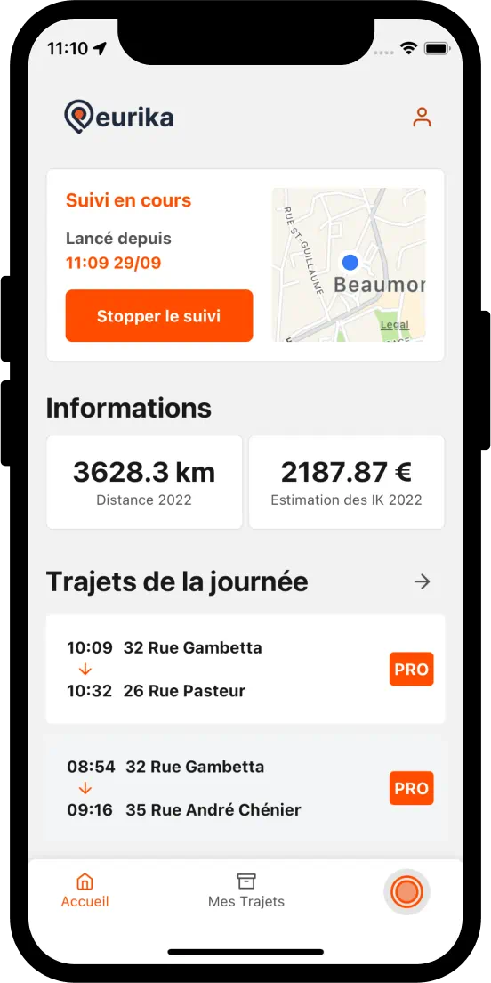 Image de la page d'accueil de l'application